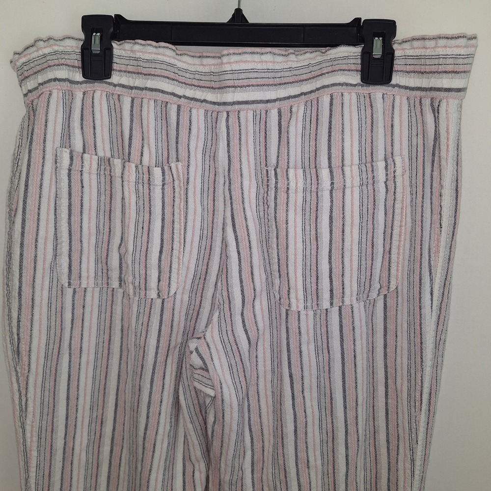Cottagecore Boho Linen Blend Resort Wear Chic Jolt Wide Leg Striped Pants XL - Picture 15 of 16